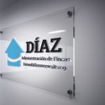 Placa con el logo de Díaz Administradores